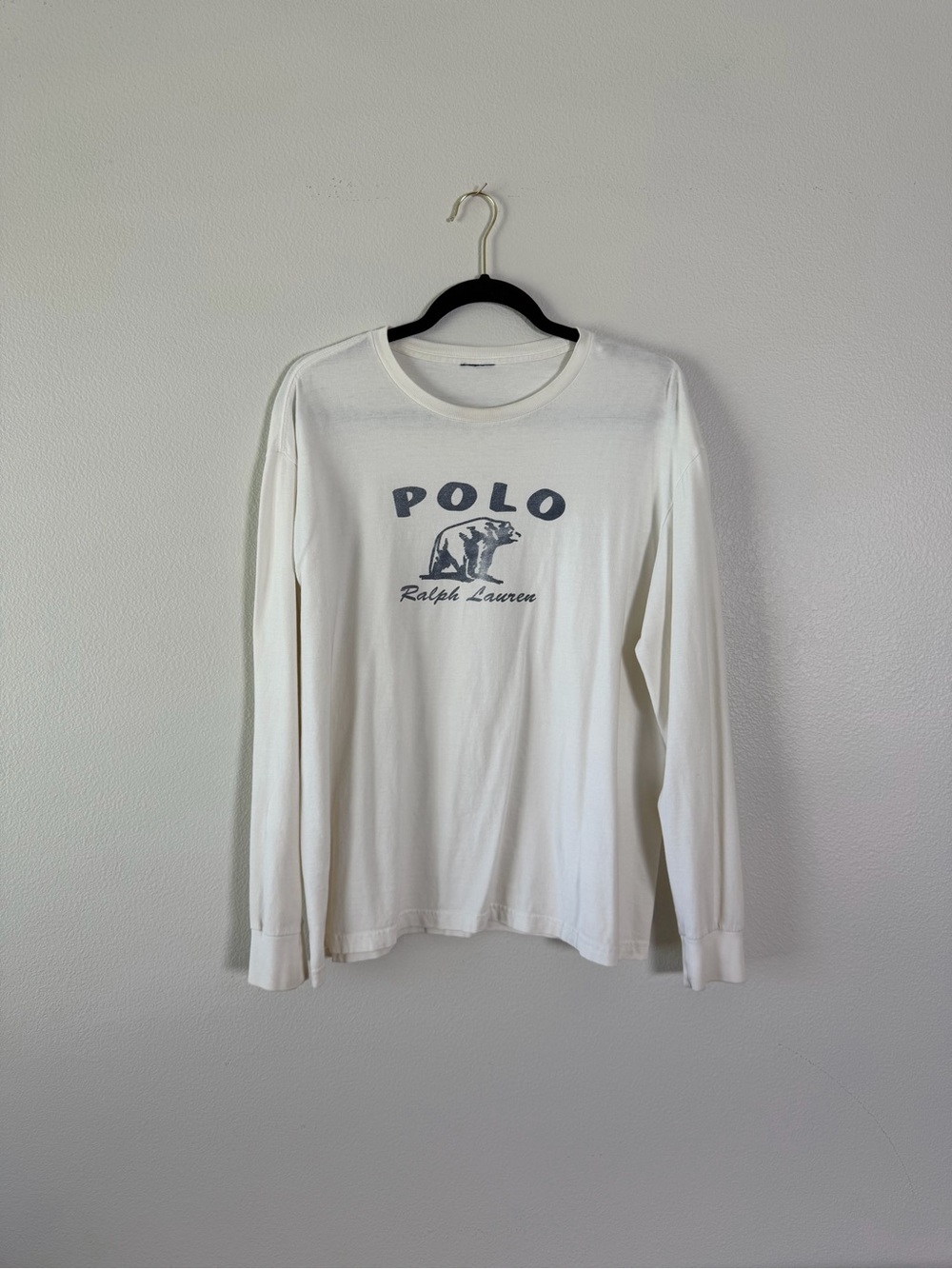 Vintage Rare Ralph Lauren 90s white long sleeve polar bear Polo shirt